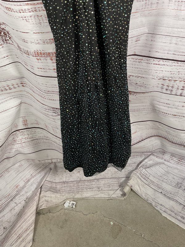 NEW Aqua X Wicked Embellished Twist Maxi Dress Size XS In Black Rhinestones