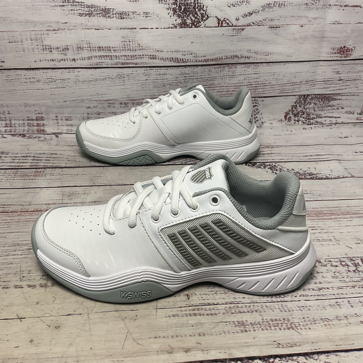 K-Swiss Court Express White Highrise Silver Sneaker Shoe Women Size 7.5 New