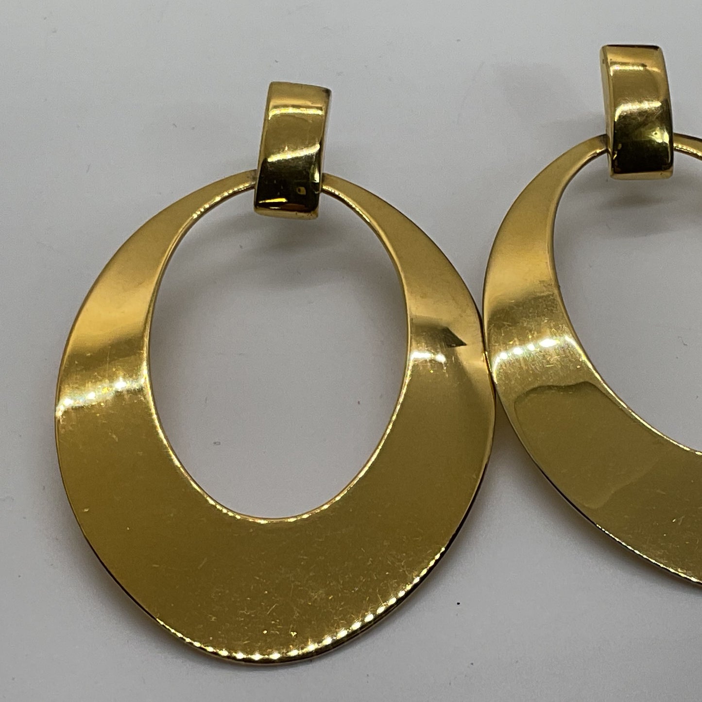 MONET Gold Tone Oval Dangle Earrings- 2.75"