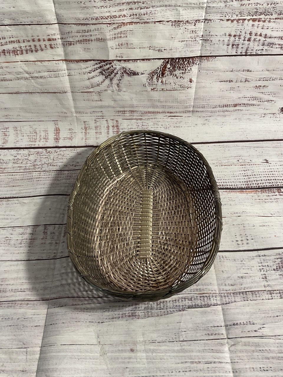 Vintage French Bakery Wire Bread Basket Tight Woven Silver Plate 10.5"x 7.5"