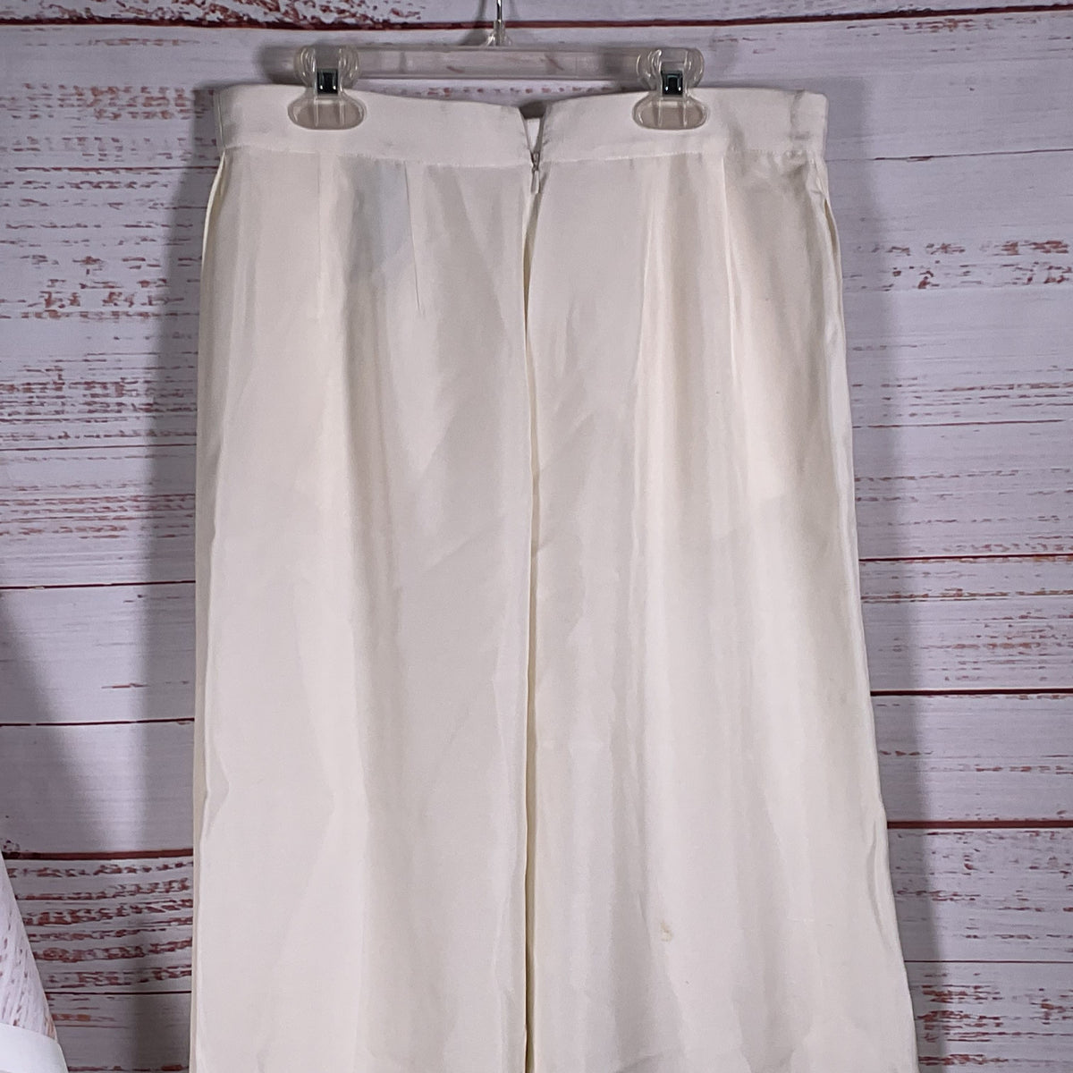ROSETTA GETTY Elegant White Silk Blend Wide-Leg Pants with Open Side Slits- SZ 8