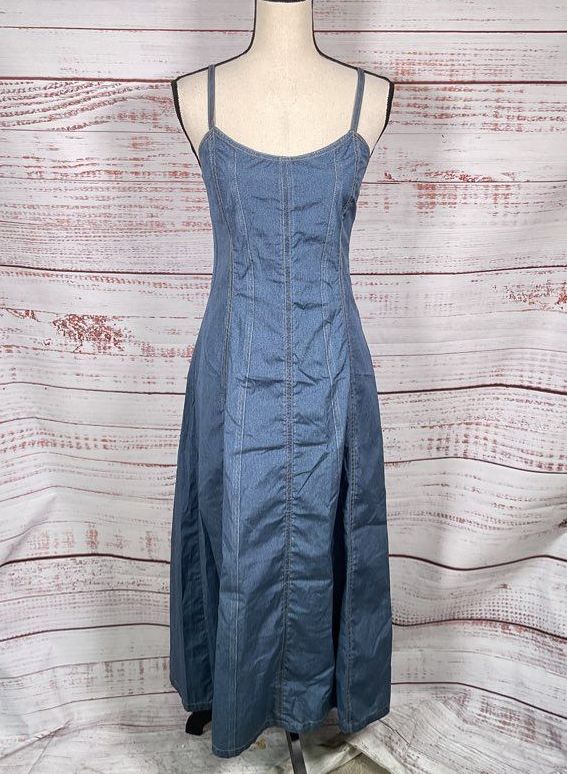 Rag & Bone Miramar Denim Effect Cotton Midi Dress Blue 2