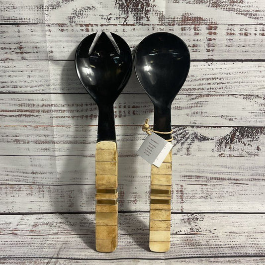 NWT Zodax Horn & Bone IN-7331 Handmade Indigenous Salad Serving Utensil 2 Pc Set