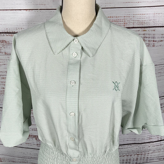 Daily Paper Green White Short Sleeve Shirt Dress Size XXL