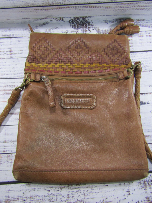 Isabella Fiore Women's Distressed Brown Leather Crossbody Shoulder Bag
