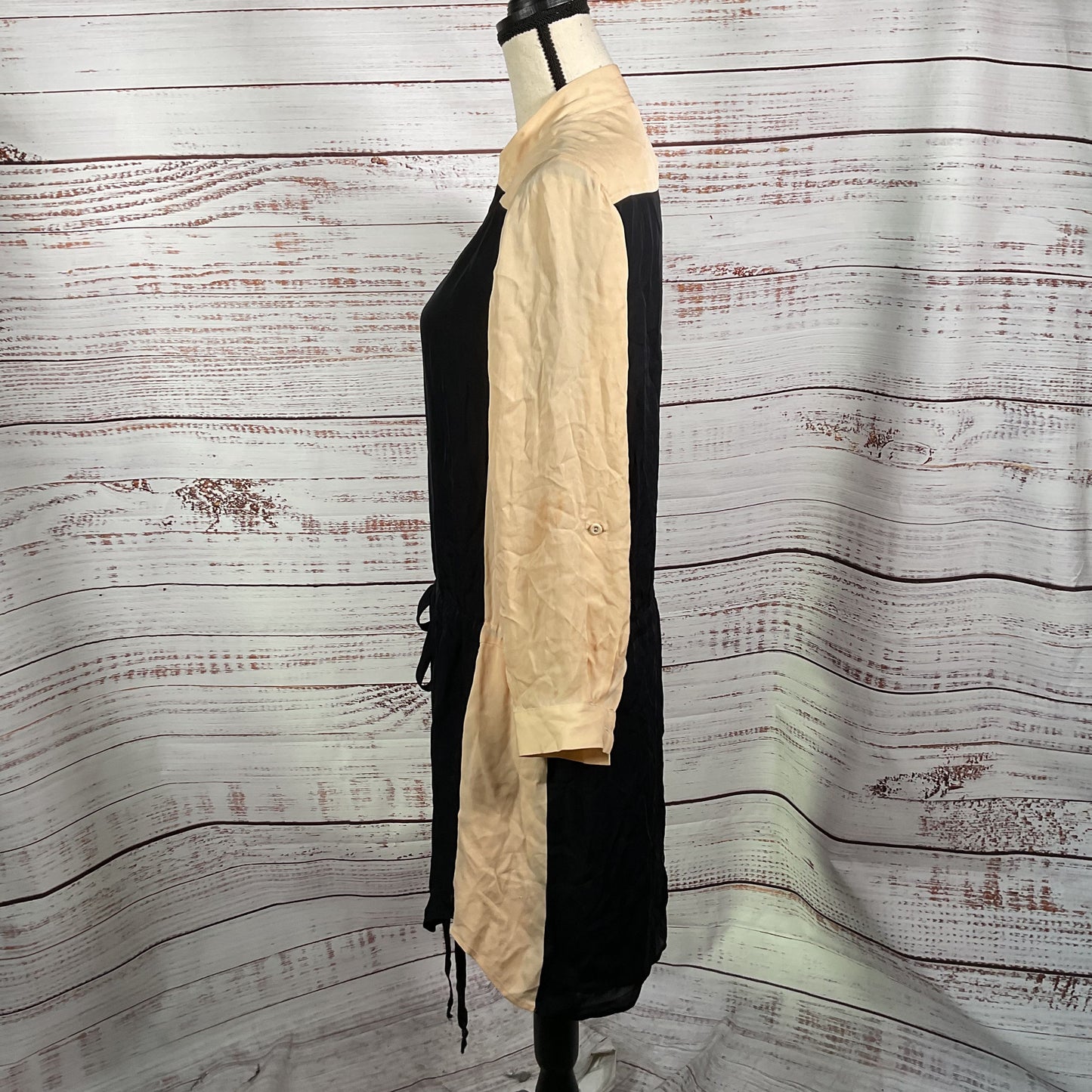 Mason Barney New York Peach Black Long Sleeve Stained Dress - Size 2