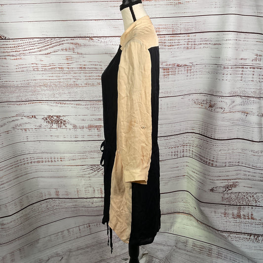 Mason Barney New York Peach Black Long Sleeve Stained Dress - Size 2