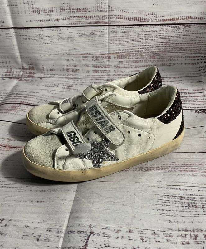 Golden Goose Unisex Kids White Leather Double Strap Shoes Size 29