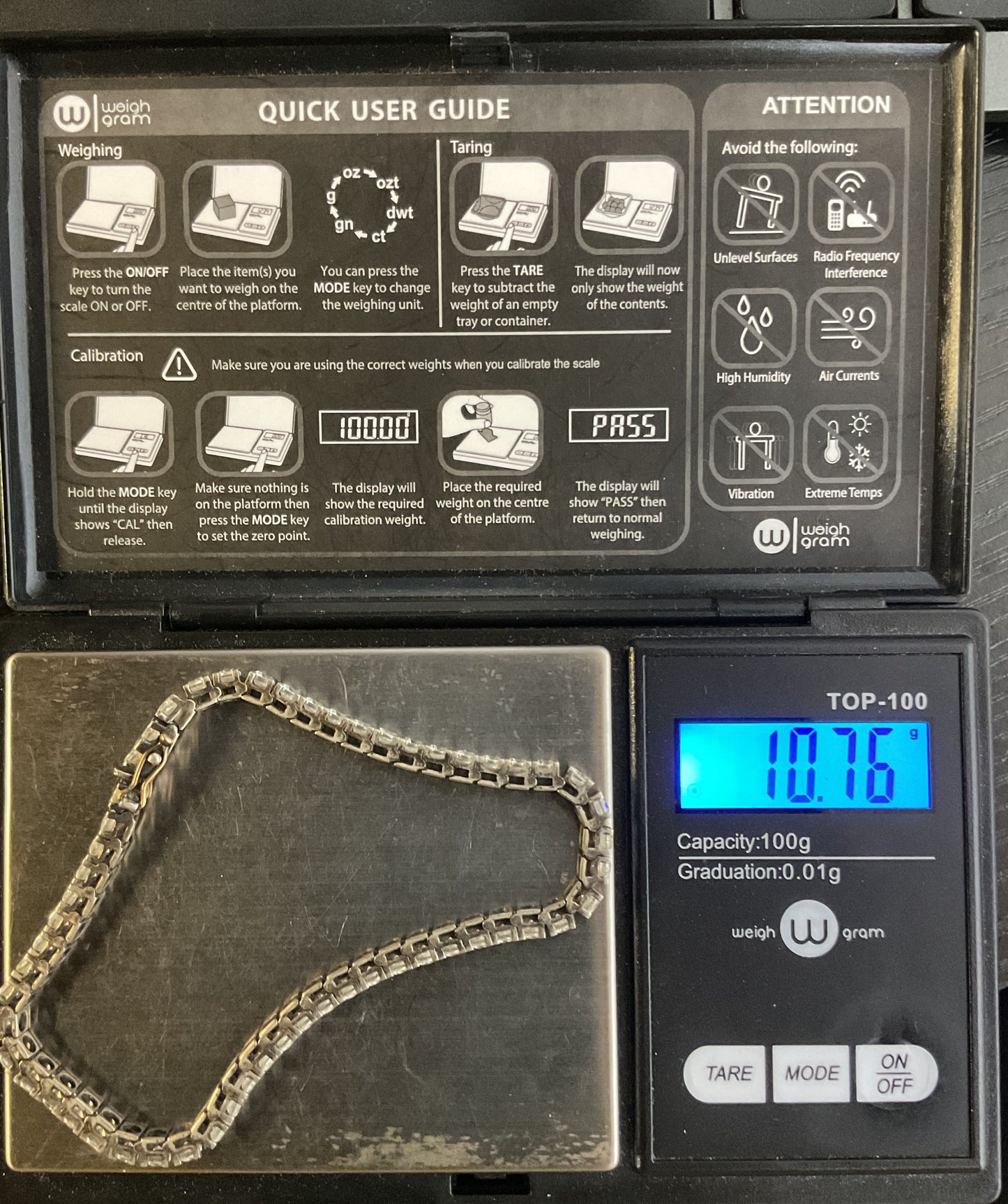 Sterling Silver & Cubic Zirconia 7.5" Tennis Bracelet- 10.76g