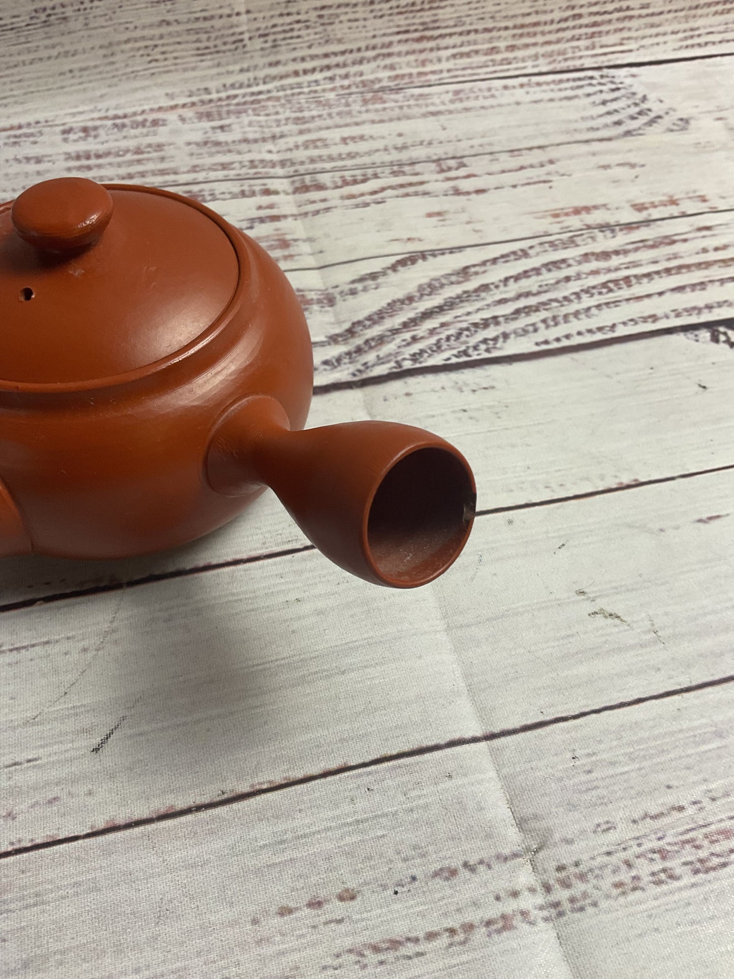 Small Brown Clay Teapot With Strainer Made In Japan