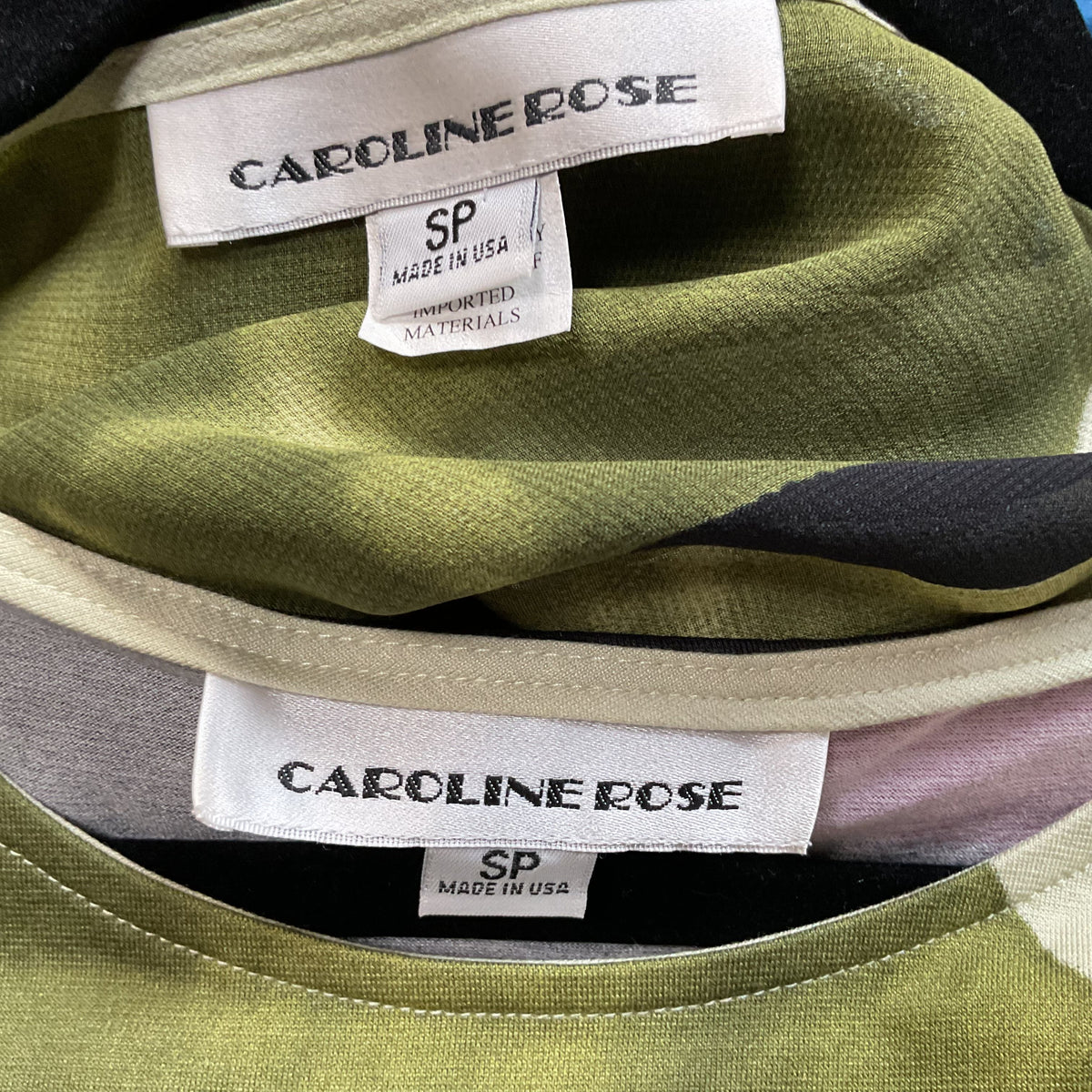 2pc CAROLINE ROSE Women's Green/Pink Cardigan & Tank Blouse- SZ SP