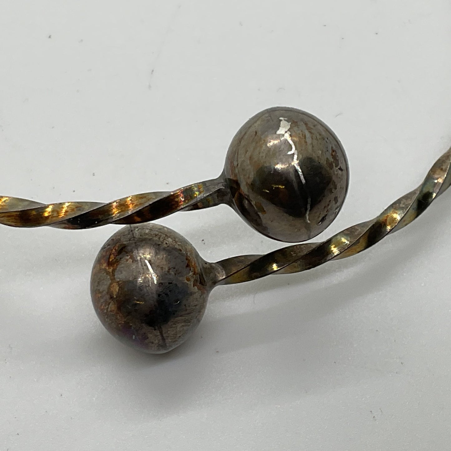 VTG. Sterling Silver Twisted Cuff Ball Accent Ends Bracelet- 11.55g