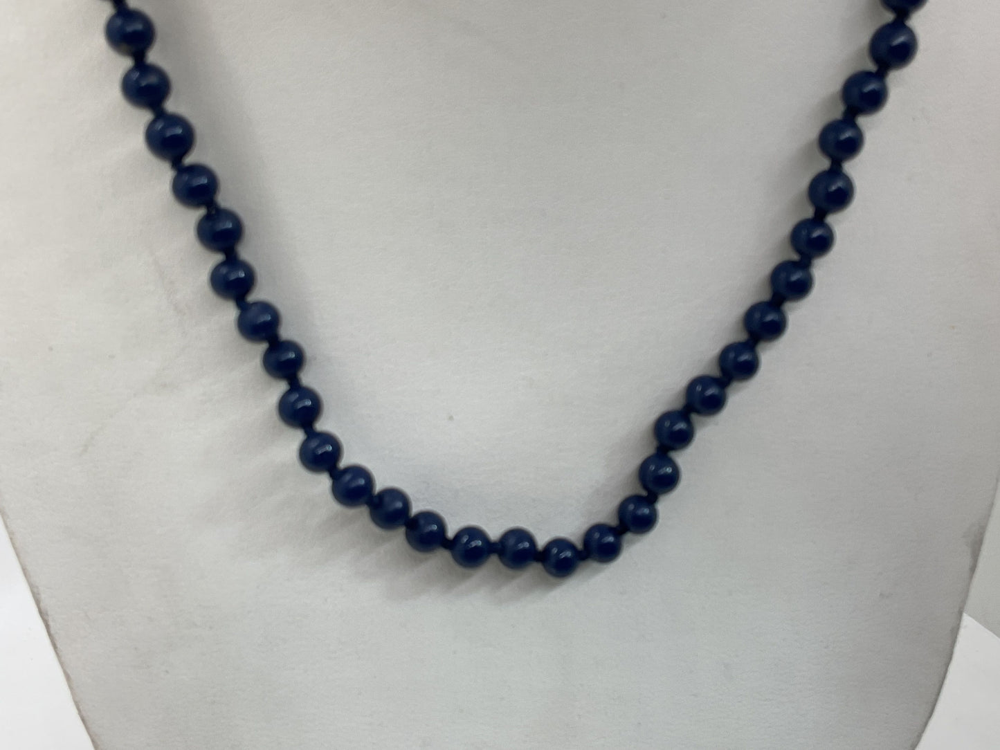 VTG. MONET Navy Blue Faux Pearl Beaded Necklace- 18"