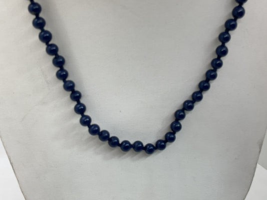 VTG. MONET Navy Blue Faux Pearl Beaded Necklace- 18"