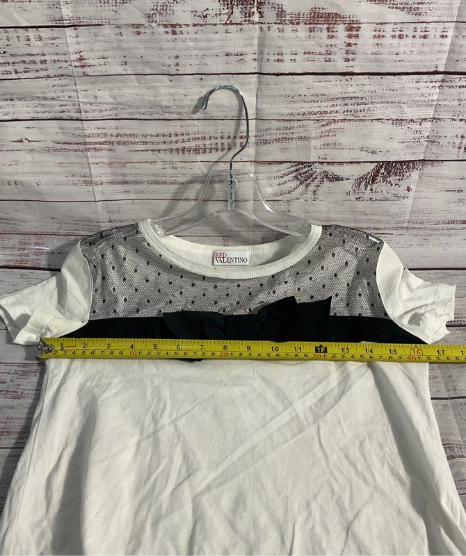 Red Valentino Women's Black Bowtie Lace Top White Shirt Size XS