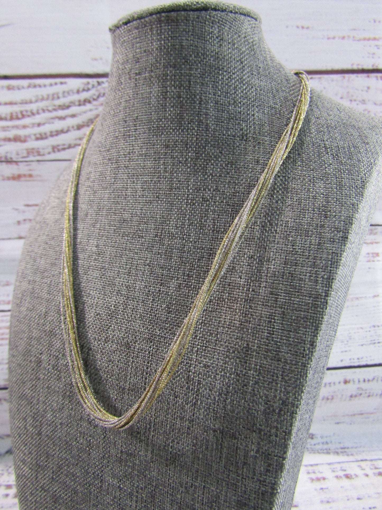 Two Tone Multi-Strand Sterling Silver Chain Necklace