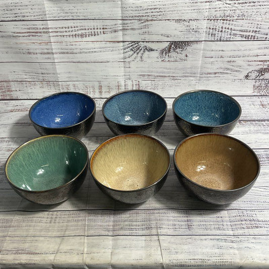Set Of 6 Mikasa Sapphire Stoneware Multicolor 5.5" Cereal Bowls