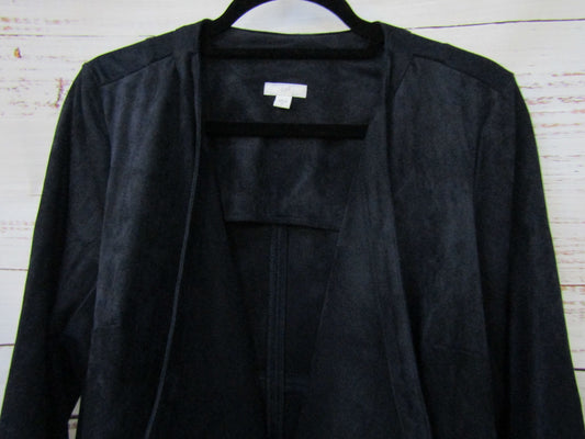 J. Jill Navy Blue Faux Suede Draped Jacket Size M