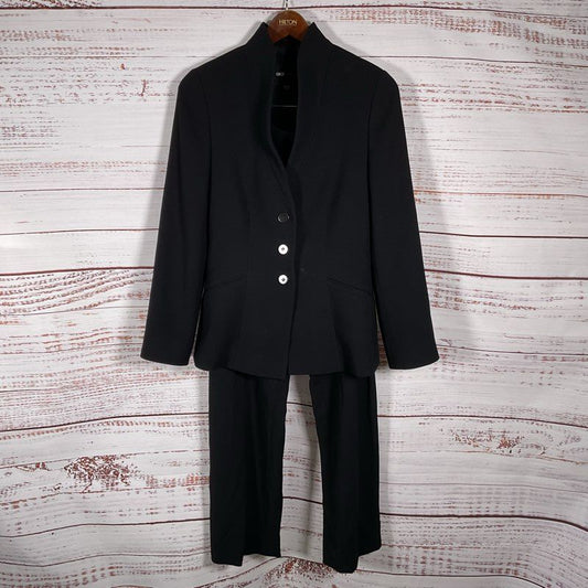 Giorgio Armani Black Label 2 Pc. Shawl Collar Wool Pants Suit Women's Size 40