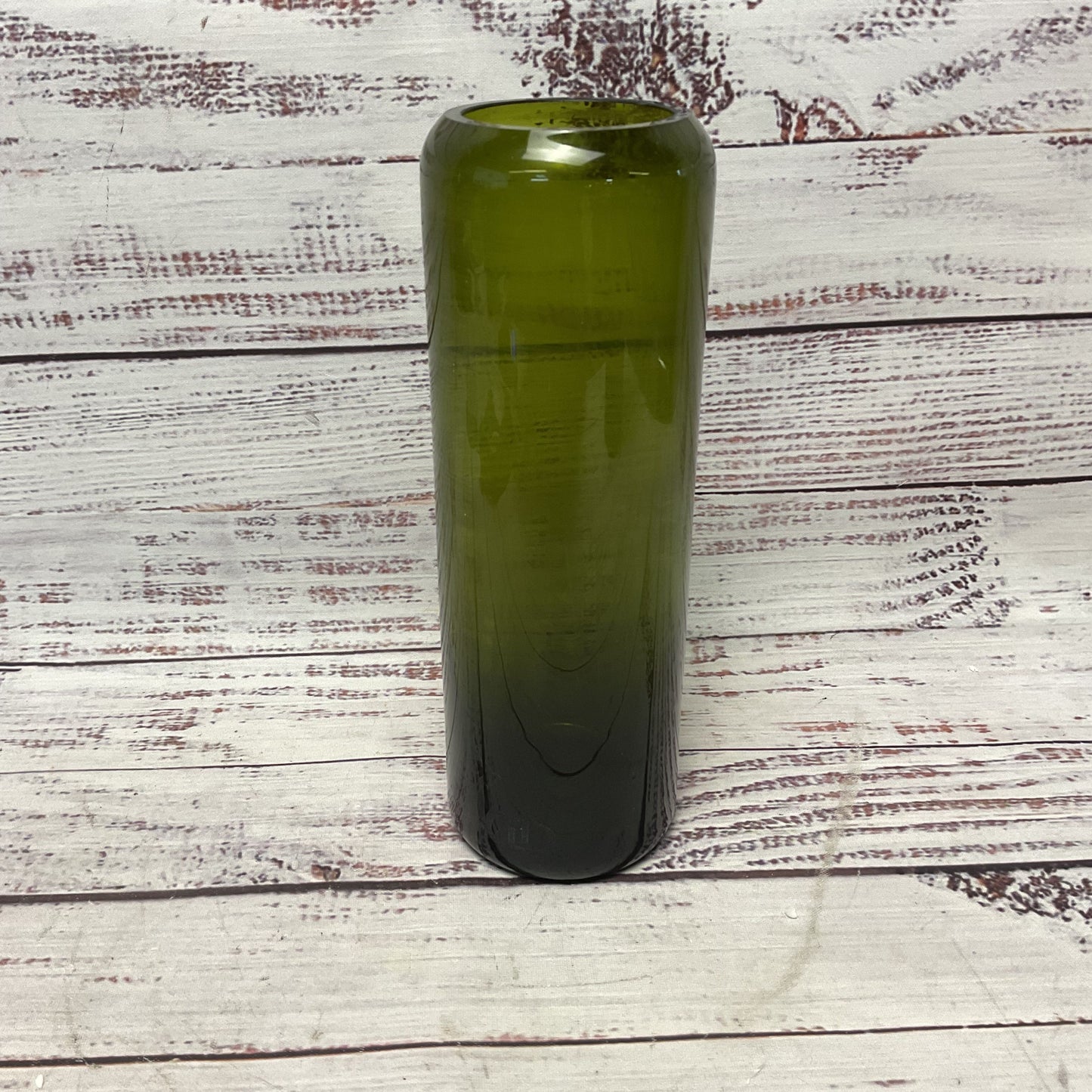 Dayna Decker Hand Blown Green Art Glass Bud Vase 7.5"