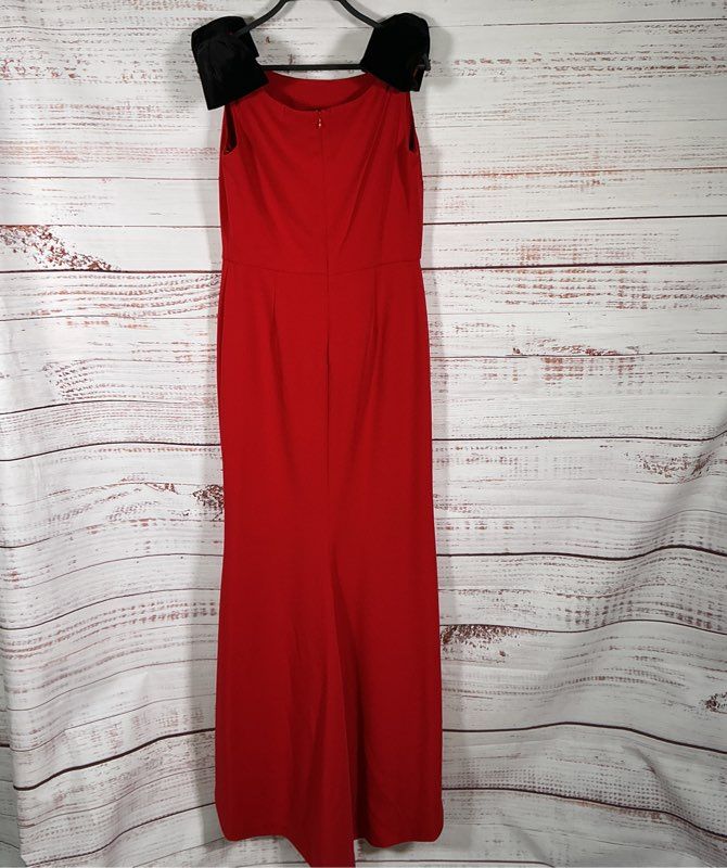 NWT Alberto Makali Long Red Dress with velvet bows Size 8