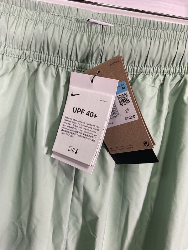NWT Women's Nike Loose Fit Mid Rise Full Length Green Pants Size M White Striped