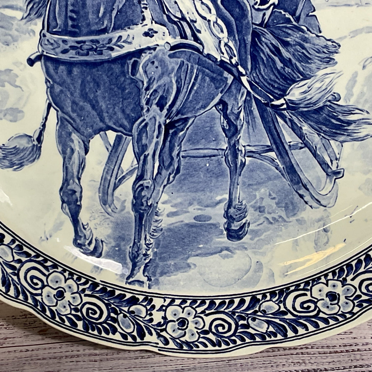 ANTIQUE DELFTS Royal Sphinx Maastricht Man & Women Horse Wall Plate - 15.75"