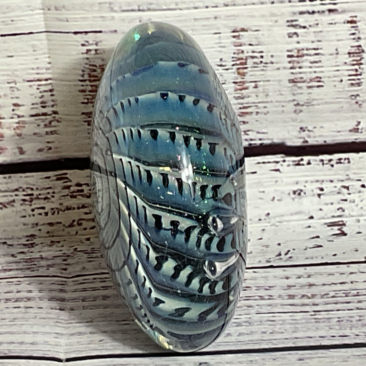 VTG. 1991 ROBERT EICKHOLT Disk Dichroic Iridescent Paperweight- 4.25"