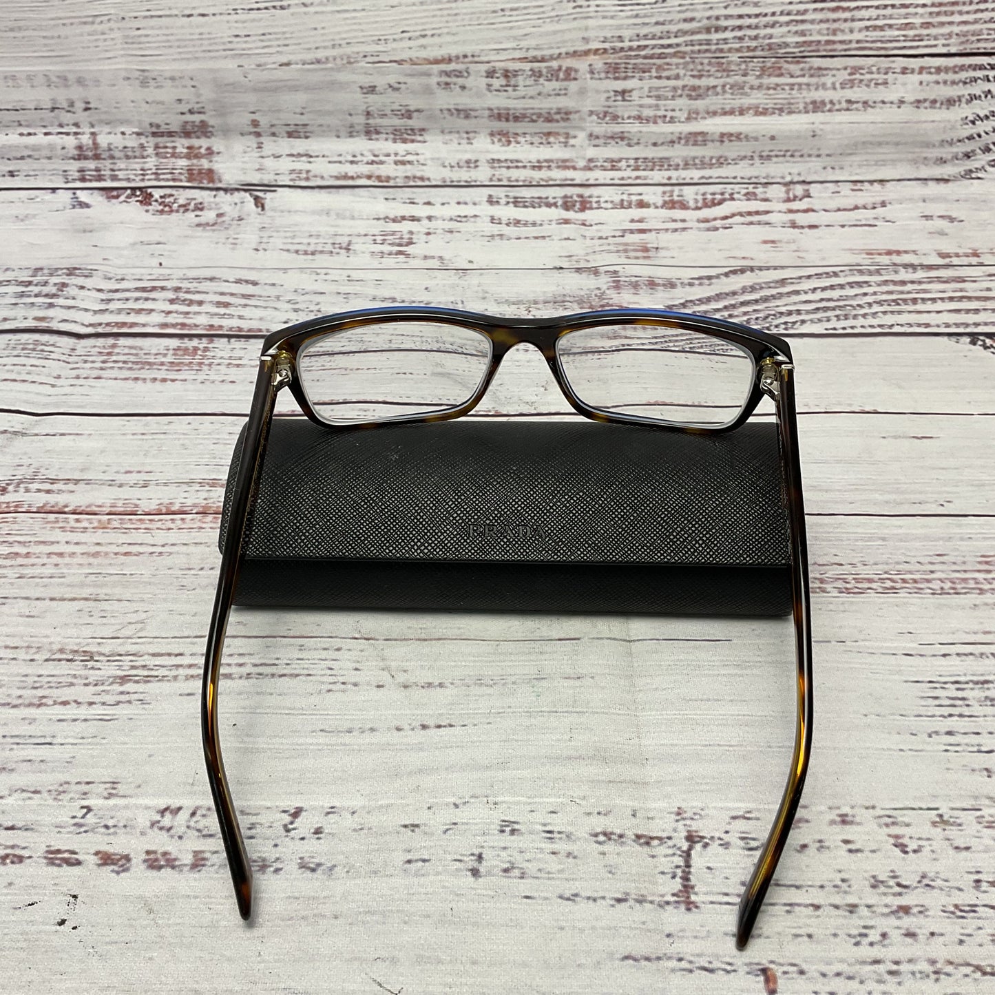 Prada VPR16M Brown Tortoiseshell Blue Overlay Glasses 55 16 Framed Case Only*
