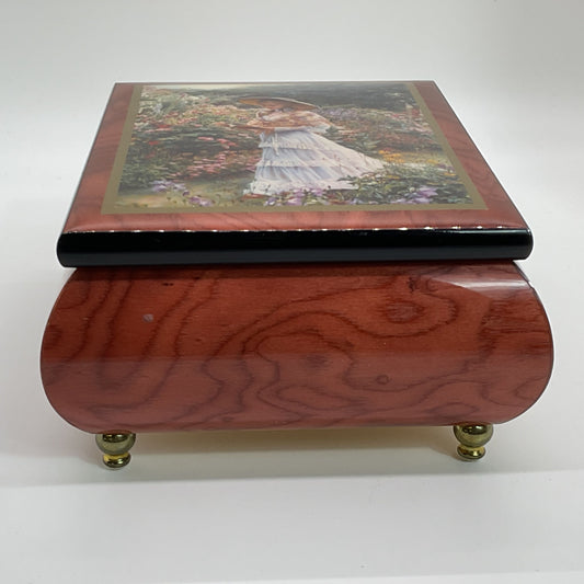 ERCOLANO by SANDRA KUCK "Quiet Garden" Wood Music Jewelry Box- 5.75" X 4.5"