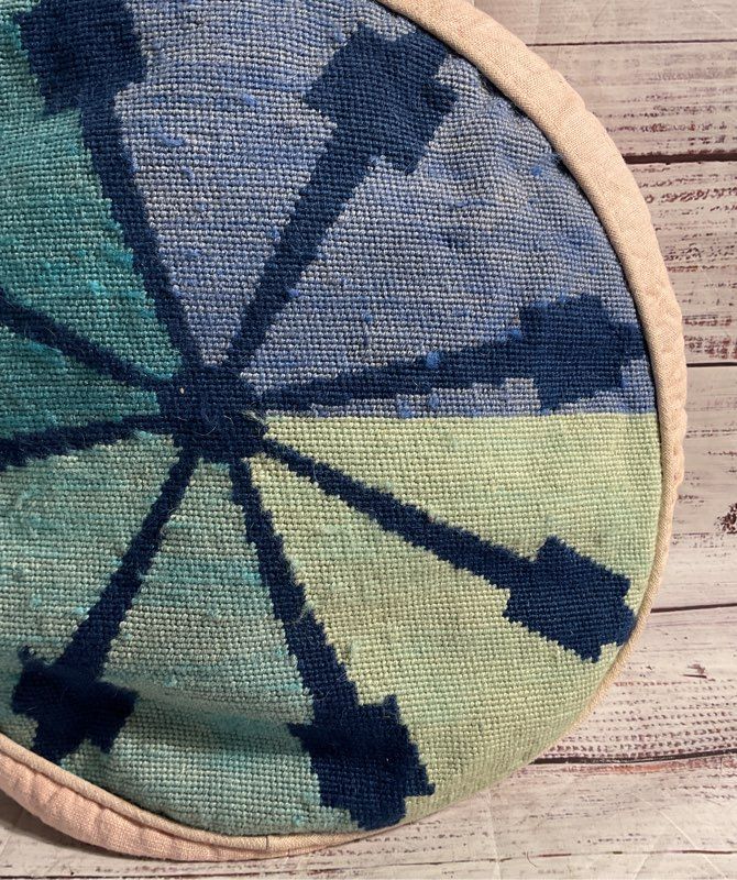Trina Turk Multicolor Needlepoint Round Pillow Pink Home Decorative 16"