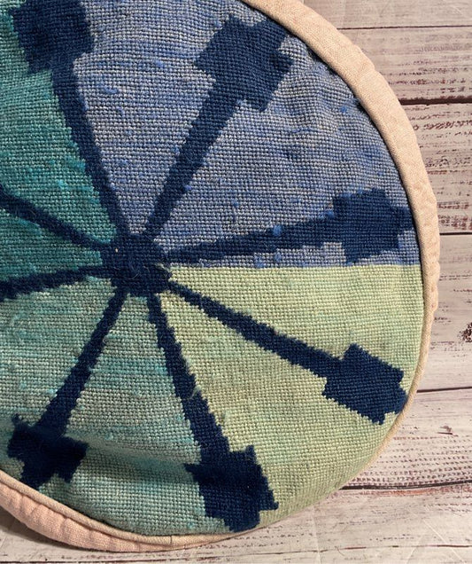 Trina Turk Multicolor Needlepoint Round Pillow Pink Home Decorative 16"