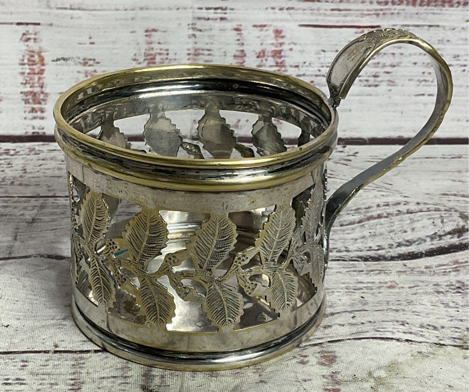 Buch Antique Russian 2.5" Podstakannik Tea Glass Holder Silver Plated
