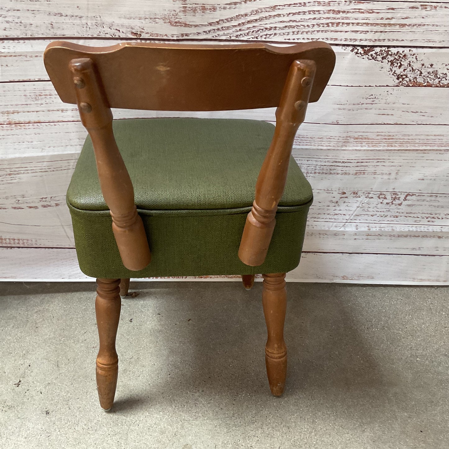 MCM Mid Century 1950’s Green Vinyl Sewing Machine Chair with Storage (PICK UP)