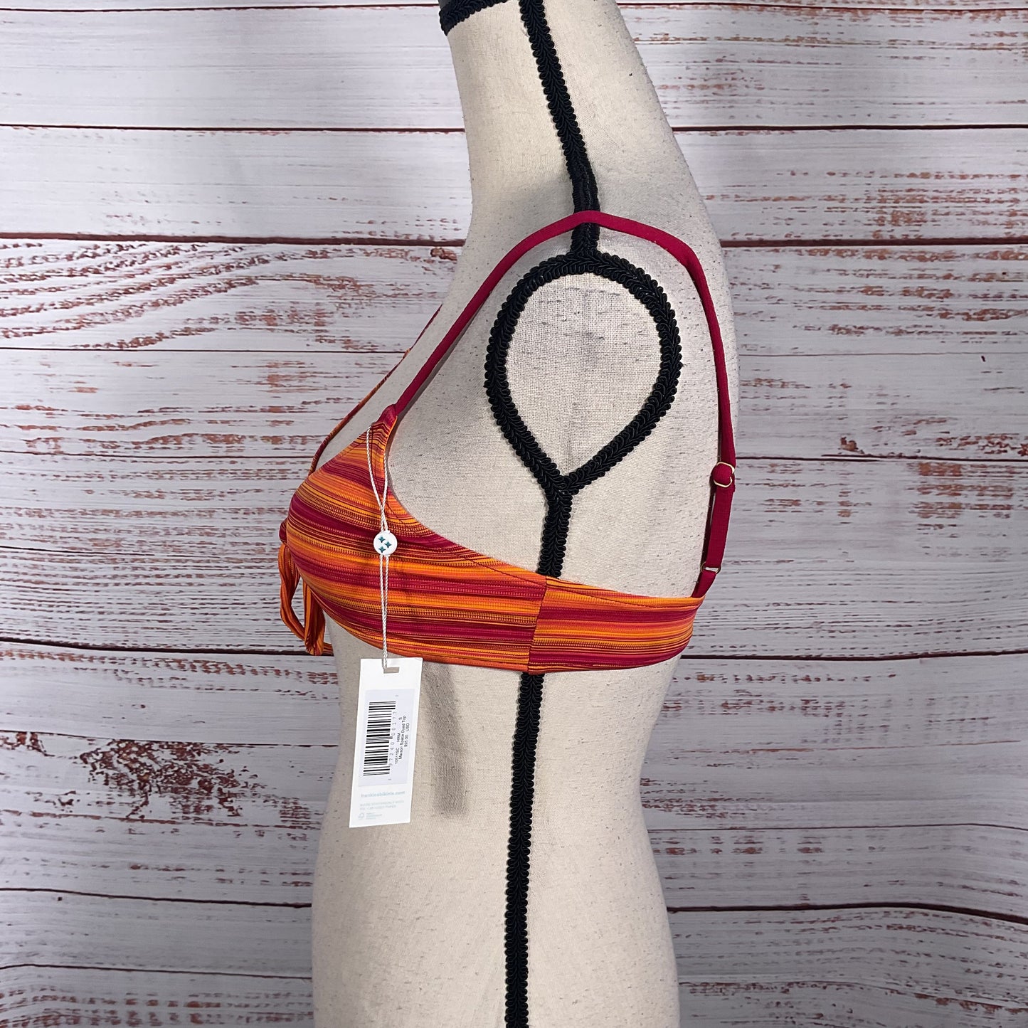 Frankie's Bikinis Maison Bralette Orange Red Space Dye Top Bikini Top Size S New