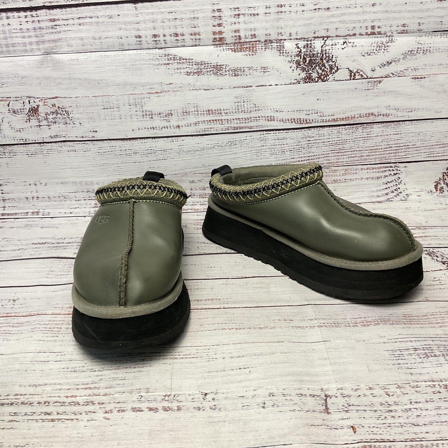 Ugg Tazz Green Seaweed Platform Slipper Women Size 6