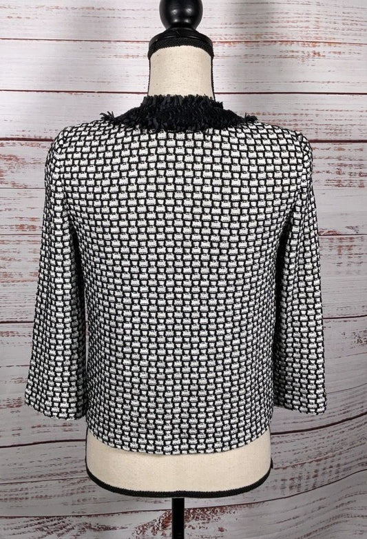 St. John Boutiques Tweed Fringe Jacket Black White 2