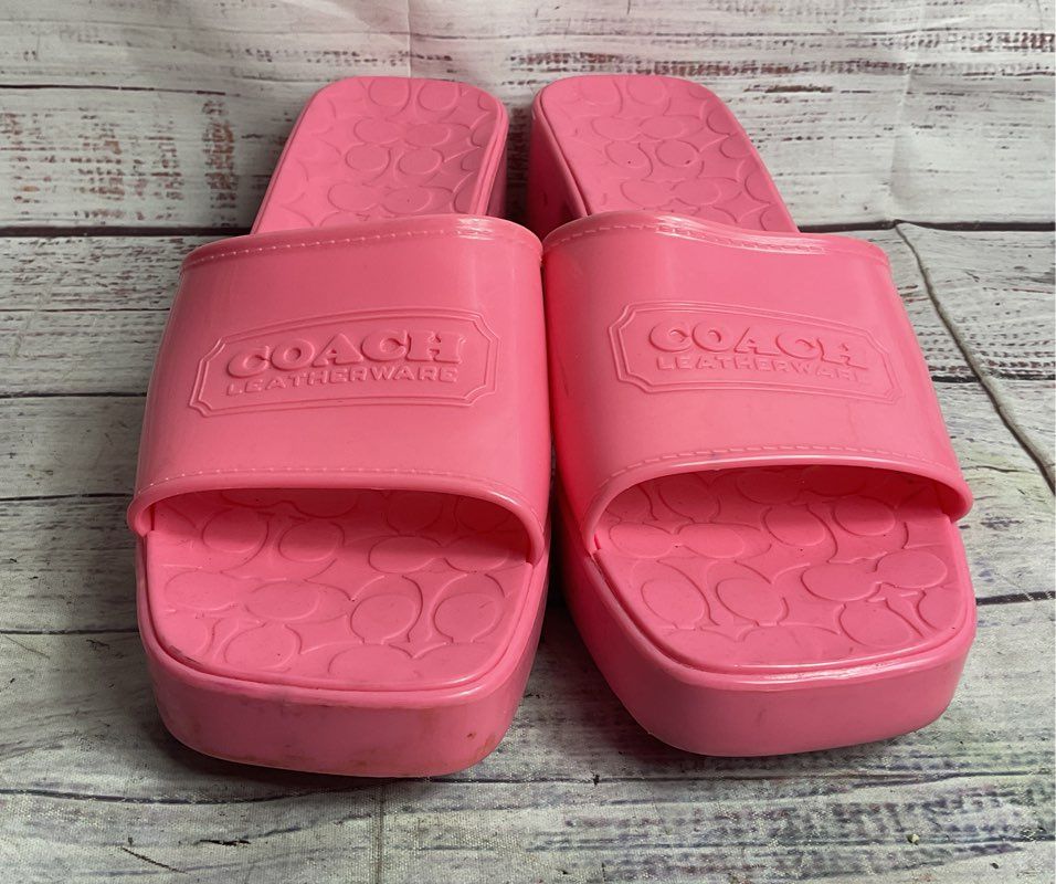 Coach Scarlett Rubber Sandals Pink 10