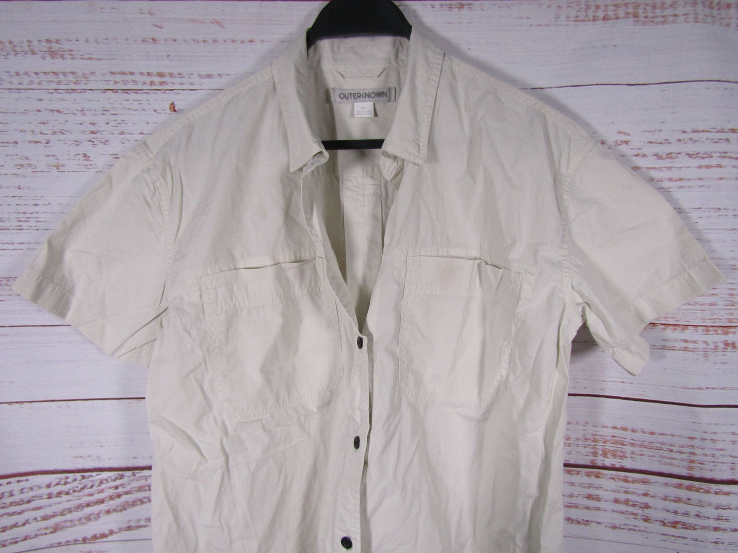 Outerknown Men's White Short Sleeve Button Down Shirt Size S