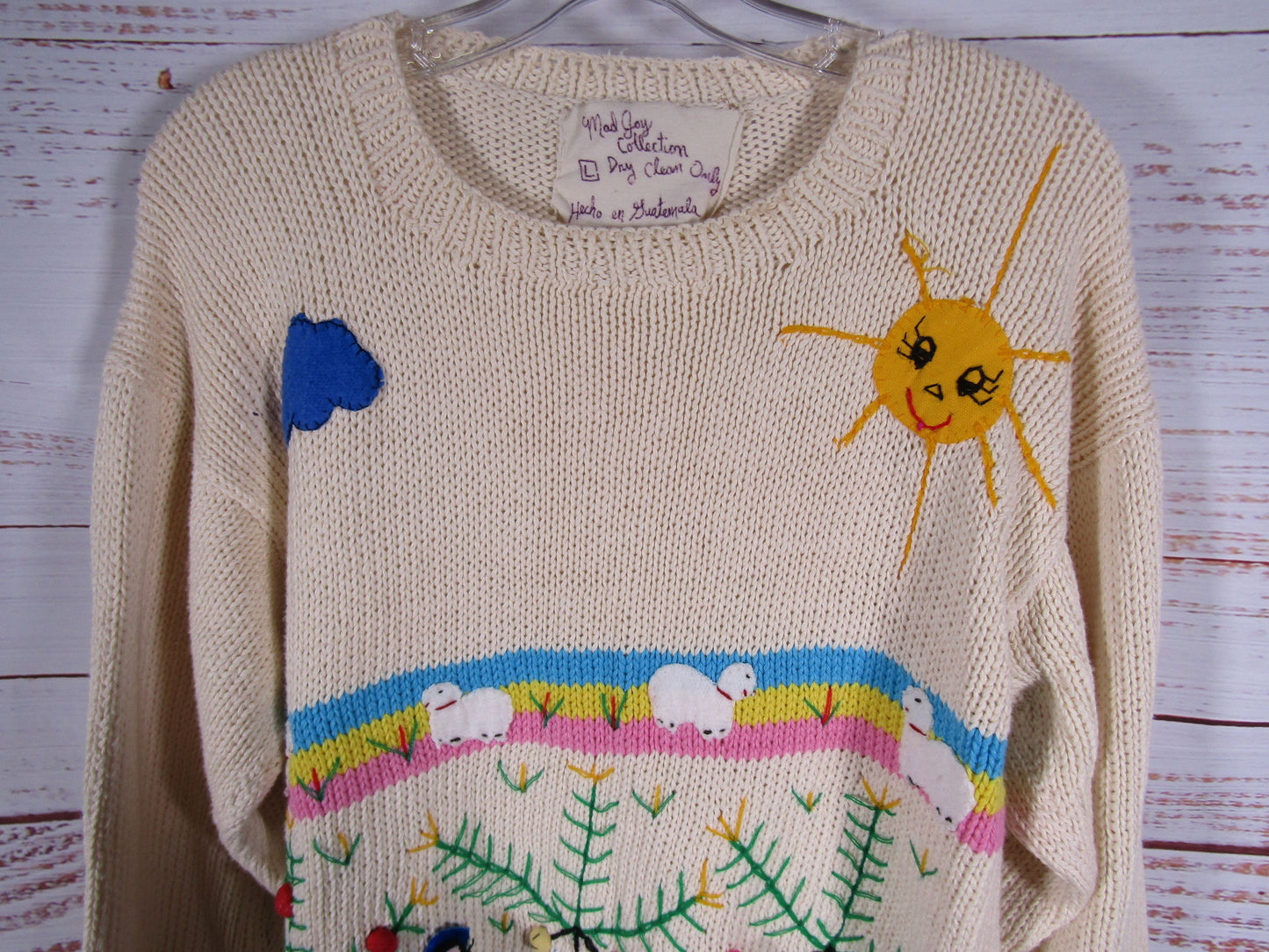 Vintage Mad Joy Collection Women's White Knit Sweater Size L