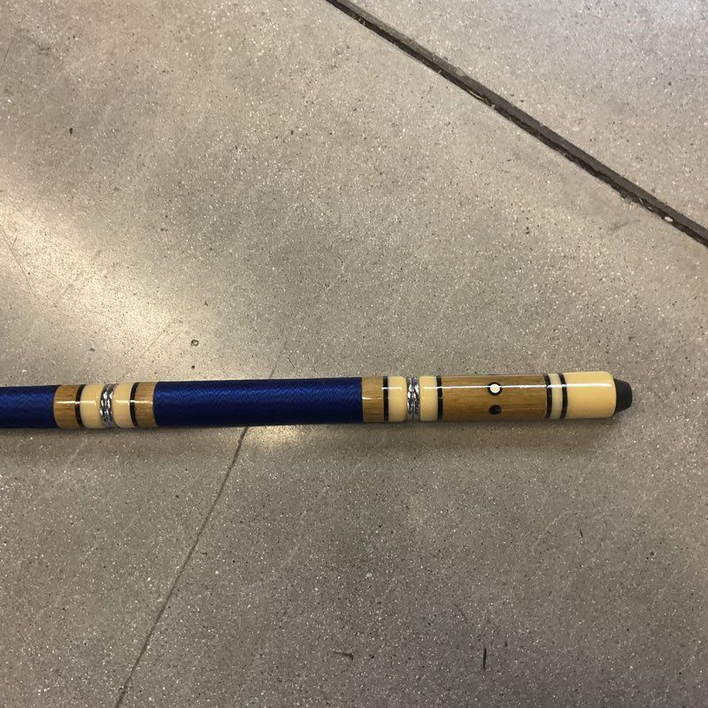 Custom Blue Linen Wrap Handle Wooden Pool Billiards Cue w/ Case