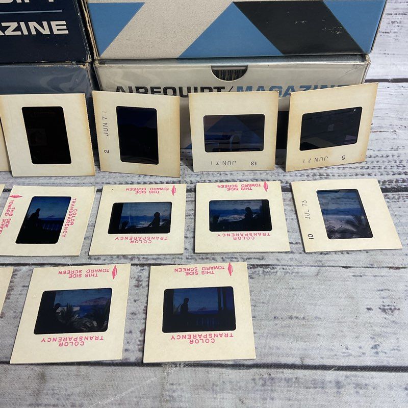 Airequipt Lot Of 4 Mostly Full Travel Photo Slide Magazines & 15 Loose Slides
