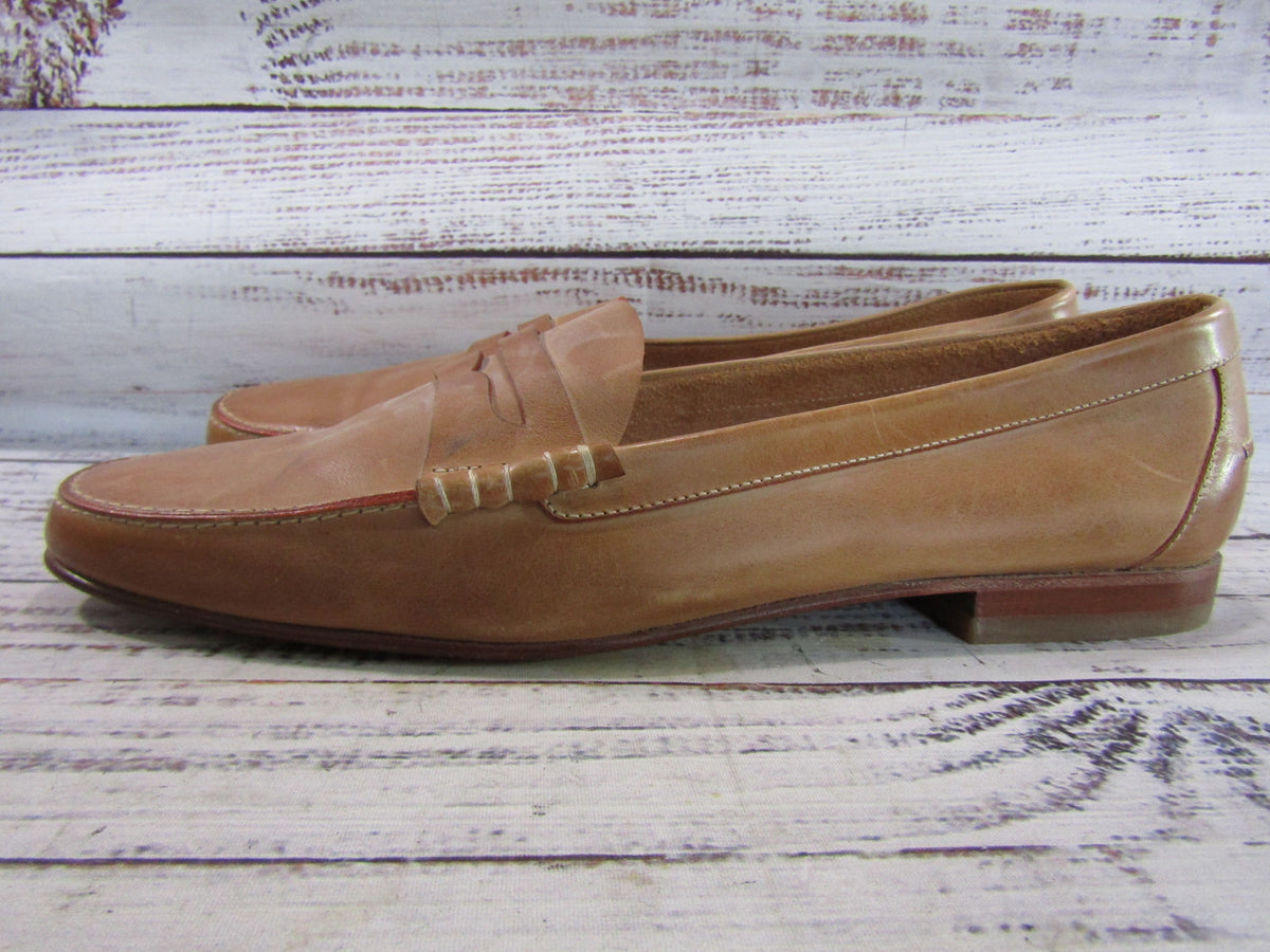 Yanko Men's Tan Leather Penny Loafers Size 7