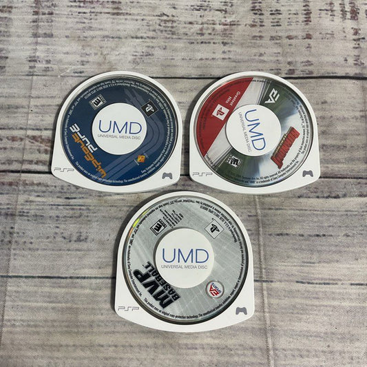 Lot of 3 Sony Playstation PSP Games MVP Baseball, Burnout Legends, Wipeout Pure