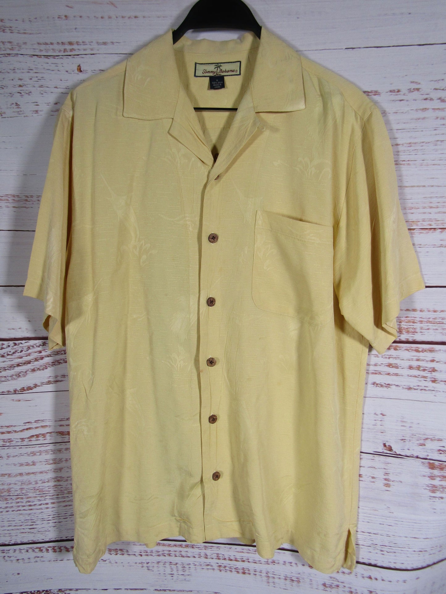 Tommy Bahama Big Daddy Chairman of The Board Men's Yellow Short Sleeve Shirt