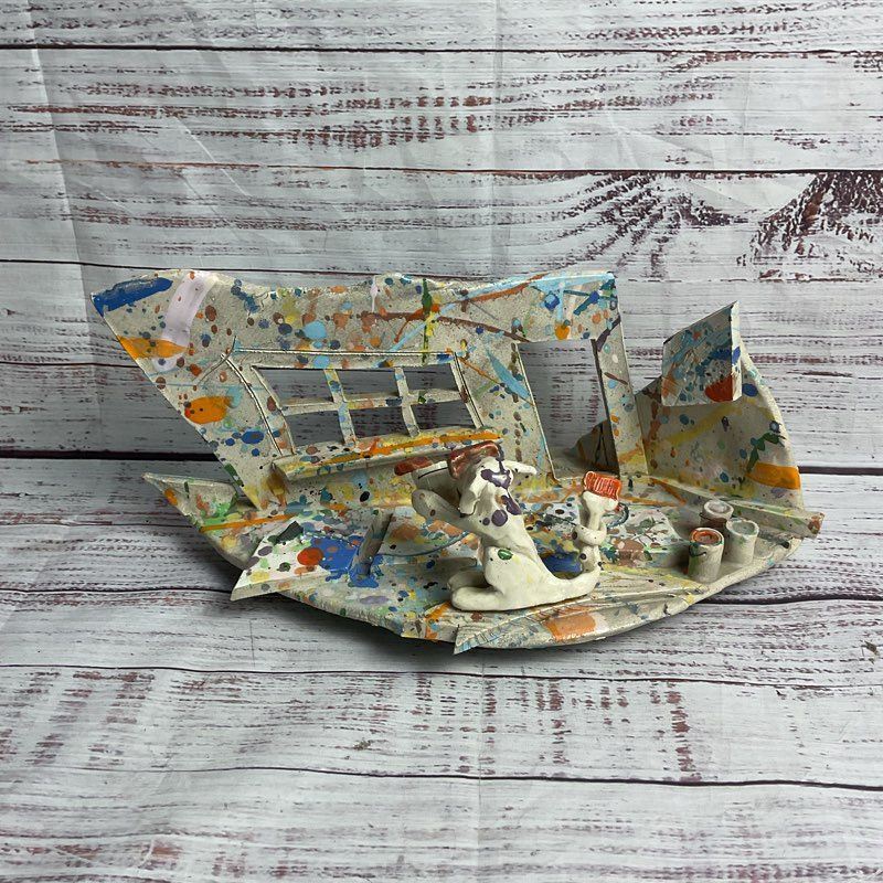 VTG. John Aaron NY Style #7 Al Pollock Ceramic Satirical Dog Sculpture *DAMAGED*