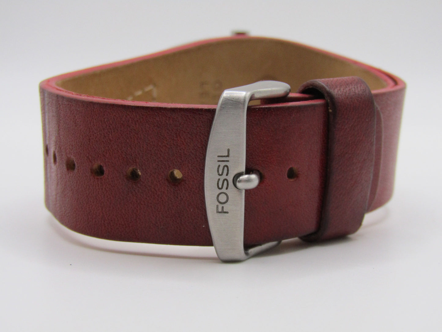 Vintage Fossil JR-8134 Red Leather Quartz Watch