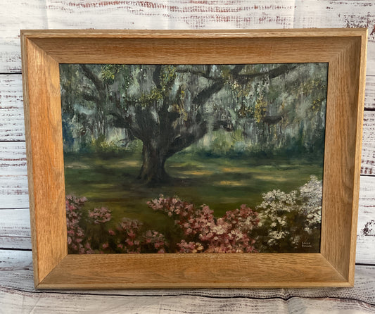 Garden In Oxnard, California Framed Painting Signed by Louise Bernard