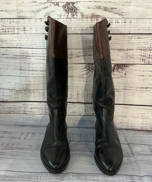 Women's Made in Italy Inca Black W/brown low heel boot Size 36.5 US 6