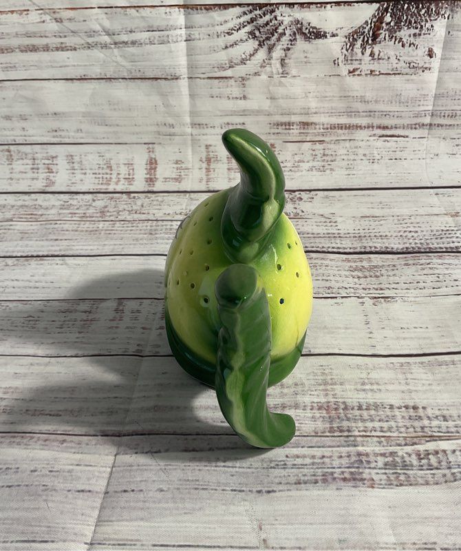 Vintage Ceramic Fish Pomander Air Freshener Figurine Glazed Green